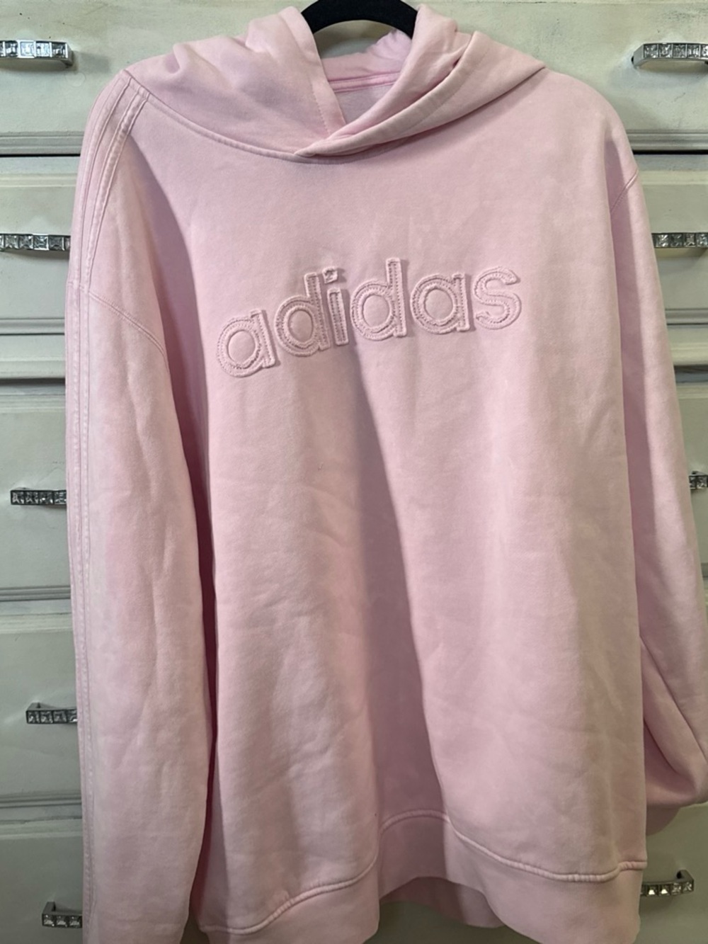 adidas Light Pink Embroidered Logo Cowl Neck Sweatshirt